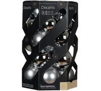 Decoris Silver Christmas Ornament Shatterproof Baubles in Mixed Finishes 3 Sizes, Durable Lightweight Tree Decorations, Eco-Friendly Plastic Holiday Tree Decorations (30 Pcs)