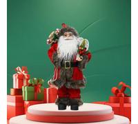 Decoris Traditional Red Plush Santa Figurine Standing Father Christmas Decoration 30Cm