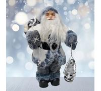 Decoris Traditional White Plush Santa Figurine Standing Father Christmas Decoration 30Cm
