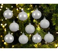 Glass Christmas Bauble, Winter White, 6 cm, One Size, DEO4063125