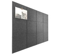 DECORITA Black Cork Board 48"x36" - 12 Pack Felt Wall Tiles with Safe Removable Adhesive Tabs, Large Cork Board