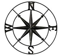 DECORKEY 13" Decorative Round Metal Compass Wall Décor Compass Wall Hanging Art Decor for Indoor Outdoor Beach House Decor Nursery Decor Lake House