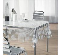 Decorline "Feuille Blanc Printed Crystal Tablecloth, White, 140 x 240 cm