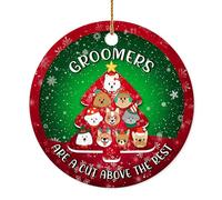 Decorlion Christmas Ornament - Groomers are a Cut Above The Rest Ceramic Ornament, Pet Groomers Xmas Gifts, Dog Christmas Tree Ornament, for Pet Groomers, Dog Lovers, Animal Care Workers