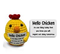 Decorlion Positive Chicken Crochet with Card - Hello Chicken - Cute Motivational Gift for Friends, Coworkers, Handmade, Chicken Lovers, Office Desk Decor