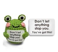 Decorlion Positive Frog Crochet with Card - Don’t Let Anything Stop You - Handmade Amigurumi Motivational Doll - Inspirational Gift for Students, Friends, Family, Coworkers, Desk Decor