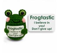 Decorlion Positive Frog Crochet with Card - Frogtastic I Believe in You - Handmade Amigurumi Gift for Students, Friends, Family - Encouragement Yarn Animal Decor