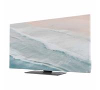 DecorLovee Blue Summer Beach TV Cover Indoor Elastic TVs Screen Protector, Coastal Nautical Monitor Covers Inside Dust Proof Slipcover, Ocean Beige Seaside 32 Inch TV Cover for Flat or Curved TVs