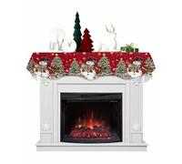 DecorLovee Red Snowman Christmas Mantle Scarf 90x17 Inch, Xmas Tree Fireplace Christmas Decorations Cover Runner, Snowflake Botanical Christmas Mantel Decorations Xmas Mantel Scarves