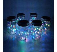Decorman Solar Mason Jar Lid Lights, 6 Pack 20 LED Waterproof String Fairy Star Firefly Jar Lids Lights for Patio Garden Yard Lawn Party Wedding Christmas Decoration
