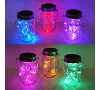 Decorman Solar Mason Jar Lid Lights, 6 Pack 20 LED Waterproof String Fairy Star Firefly Jar Lids Lights for Patio Garden Yard Lawn Party Wedding Christmas Decoration(Jars & Hangers Not Included)