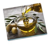 Decormat Cutting Board Stove Cover Protective Board Protective Board Splash Protection Kitchen Hardened Glass 60x52 cm - Olive Oil