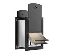 Decormax Heavy Duty Dog Door for Wall, Energy Efficient Doggie Door with Aluminum Frame, Telescoping Tunnel, Double Magnetic Flaps and Two Sliding Lock Panels, Easy to Install, Black, Medium