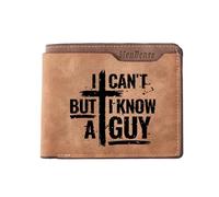 DecorMyWay Men's PU Wallet Multiple Card Slots, Id Window with Laser Engraving Pattern (I Can't But I Know a Guy)