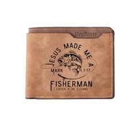 DecorMyWay Men's PU Wallet Multiple Card Slots, Id Window with Laser Engraving Pattern (Jesus Made Me a Mark)