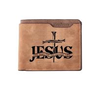 DecorMyWay Men's PU Wallet Multiple Card Slots, Id Window with Laser Engraving Pattern (Jesus The Way The Truth The Life)