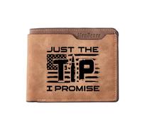 DecorMyWay Men's PU Wallet Multiple Card Slots, Id Window with Laser Engraving Pattern (Just The Tip I Promise)