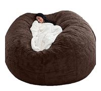 DECORN Bean Bag Chair Cover Without Filler, Big Round Soft Velvet Washable Plush Toy Storage Bag Lazy Sofa Bed Cover for Adults, Living Room Bedroom Furniture,Brown,4.5FT