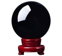 DECORN Black Obsidian Crystal Ball with Stand - Natural Crystal Sphere Gemstone Ball Sculpture Figurine for Reiki Meditation Witchcraft Divination Decorative Balls,Dia7.9