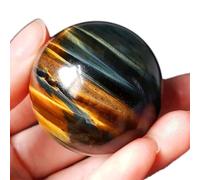 DECORN Blue Tiger Eye Crystal Ball Natural Reiki Healing Crystals Gemstone Ball Sphere Sculpture Figurine for Home Decor Divination Meditation Feng Shui, 1in