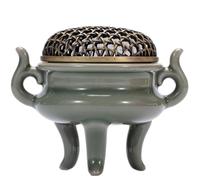 DECORN Ceramic Incense Burner Incense Holder for Cone Stick Coil Traditional Oriental Zen Decor for Home Office Yoga Aromatherapy Meditation