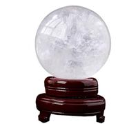 DECORN Clear Quartz Crystal Ball Natural White Crystals Sphere with Base Polished Gemstone for Home Decor Feng Shui Healing Entrance Fortune Telling,2.4in(6cm)
