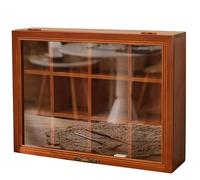 DECORN Coffee Mug Display Rack Cabinet with Glass Front Door Wooden Shelves Shelf Rustic Shot Glass Display Case Wall Mounted Holder Shadow Box,Small