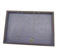 DECORN Luxury Wooden Valet Tray 2pcs - Wood Jewellery Display Tray with Velvet Lining, Elegant Desktop Storage Organizer for Rings, Necklaces, Watches, Compact Organiser for Dresser,Drak Gray