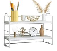 DECORN Mug Holder 2 Tier Organizer Wood Desk Display Storage Shelf, Plant Stand, Bookcase Decor for Office Kitchen Living Room and Dormitory Use,B