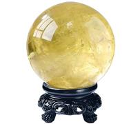 DECORN Natural Citrine Quartz Crystal Ball Sphere Healing Crystals with Stand for Reiki Wicca Meditation Witchcraft Wealth and Success Tabletop Sculpture Ornaments Home Decor,3.1"/8cm