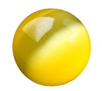 DECORN Natural Crystal Ball Healing Sphere Cat Eye Sphere Quartz Crystal Stones Ornament for Art Crafts Home Decor, Meditation, Divination, Collection,Yellow,Dia.80mm