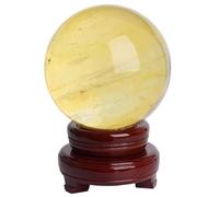 DECORN Natural Melting Yellow Quartz Healing Gemstone Sphere Citrine Crystal Ball with Stand for Scrying Mirror, Meditation, Divination Sphere, Home Decoration,7.1"/18cm