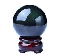 DECORN Natural Obsidian Sphere with Rainbow Eye Healing Crystal Fengshui Decorative Ball with Stand Sculpture Figurine for Reiki, Divination, Meditation, Home Decor,25~28mm