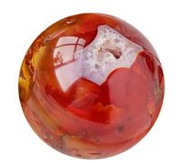DECORN Natural Red Agate Geode Sphere Round Healing Crystals Decorative Sphere Minerals Specimen, Unique Crystal Stone Feng Shui Ornament, Office & Home Decor,40~50mm