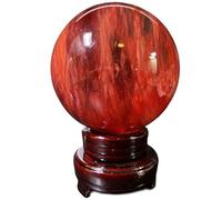 DECORN Natural Red Obsidian Crystal Sphere Ball with Stand Ruby Ball Red Melting Quartz Gemstone for Meditation Healing Feng Shui Divination Home Decoration,Dia.20cm