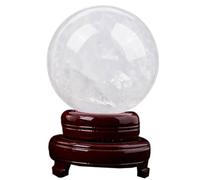 DECORN Natural White Clear Quartz Healing Crystal Sphere Gemstone Ball with Stand for Home Decor Prosperous Love Invite Wealth Collection,3.1"/8cm