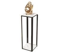 DECORN Plant Stand with Marble Top and Heavy Duty Metal Frame 2 Tier Flower Pot Holder Display Rack Corner Shelf for Indoor Living Room, Balcony, Window, Outdoor Garden, Patio,A,90cm Tall