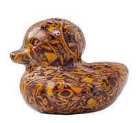 DECORN Set of 2 Duck Figurine Statue Crystals and Healing Stones Deocr Lucky Duck Collectible Deocration for Home Desk Office Mom Gifts,Golden Silk Jade