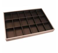 DECORN Stackable Jewelry Organizer Trays for Drawer, Fax Leather Valet Tray for Necklaces, Watches & Earrings, Jewelry Storage Tray & Display Case, Coffee color,18 Grids Tray