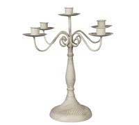 DECORN Vintage Candelabra Taper Candle Holder Indoor Candle Stand Table Candlestick Holder for Halloween, Wedding, Dining Table, Party Decoration, Iron,White,5 Arms