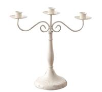 DECORN Vintage Candelabra Taper Candle Holder Indoor Candle Stand Table Candlestick Holder for Halloween, Wedding, Dining Table, Party Decoration, Iron,White,3 Arms