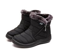 DECORN Womens Winter Snow Boots Fur Lined Warm Ankle Boots Side Zipper Lightweight Outdoor Flat Walking Shoes Booties Black (Black, 6UK, Adult, Women, 6, Numeric, UK Footwear Size System, Medium)