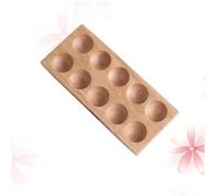 DECORNIJIA 10-cup Egg Holder Tray round Slots, Rubber Wood Material, Green Stylish Refrigerator Storage Rack with Egg Collision Protection for Home Use and Succulent Plant Display