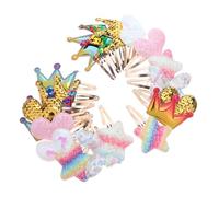 DECORNIJIA 10 Pairs Hair Clips with Gradient Color Changing Sequins Heart Butterfly Crown and Star Snap Barrettes Sparkly Hair Accessories for Parties and Daily Wear