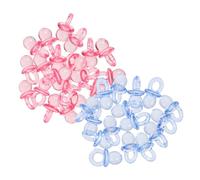 DECORNIJIA 100pcs Acrylic Mini Shower Pacifiers Favors Transparent Pink Blue Reusable Decorations for Boy Girl Party Games and Craft Projects