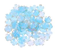 DECORNIJIA 100pcs Gold-Stitched Cherry Blossom Beads Necklace Jewelry Flower Earrings Bracelet Beads Cherry Blossom Charms Gradient Sky-Blue Acrylic