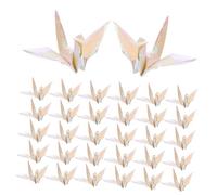 DECORNIJIA 100PCS Pearlescent White Origami Paper Cranes Handmade Folded Crane Decor for Wedding Party Shower Outdoor Elegant Decorations