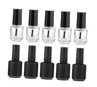 DECORNIJIA 10pcs 15ml Glass Nail Polish Empty Bottles Brush Cap Matte Black and Refillable Storage Containers Leak-proof for Diy Nail Gel Manicure