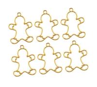 DECORNIJIA 10pcs Christmas Open Back Bezel Jewelry Pendant Frames Alloy Thick Edge Gingerbread Style Lightweight Pendants for Resin Crafting Necklace and Keychain DIY