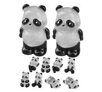DECORNIJIA 10pcs Glow Dark Mini Resin Panda Figurines Miniature Animal Garden Decoration for Lawn Balcony Car Resin Material with Delicate Details